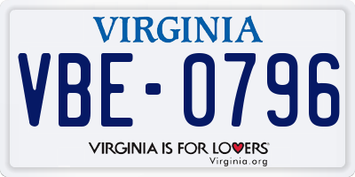 VA license plate VBE0796