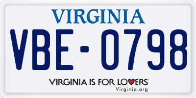 VA license plate VBE0798