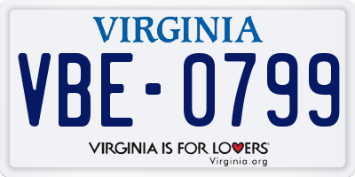 VA license plate VBE0799