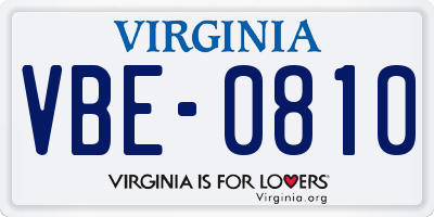 VA license plate VBE0810