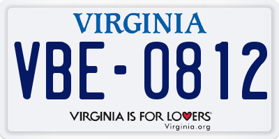 VA license plate VBE0812