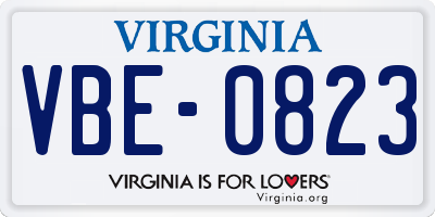 VA license plate VBE0823