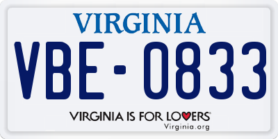 VA license plate VBE0833