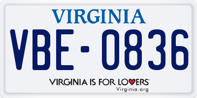 VA license plate VBE0836
