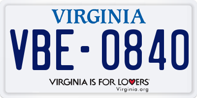 VA license plate VBE0840