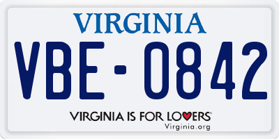 VA license plate VBE0842