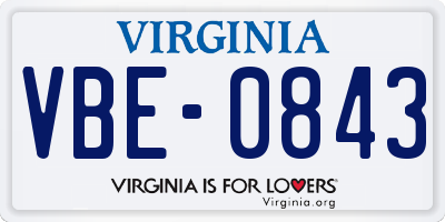 VA license plate VBE0843