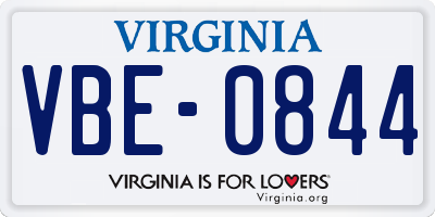 VA license plate VBE0844