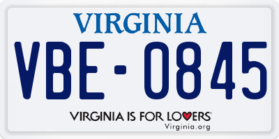 VA license plate VBE0845