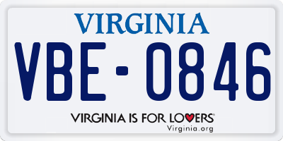 VA license plate VBE0846