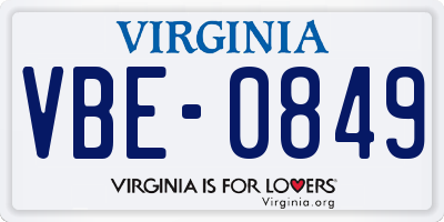 VA license plate VBE0849