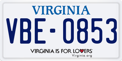 VA license plate VBE0853