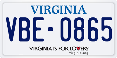 VA license plate VBE0865