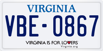 VA license plate VBE0867
