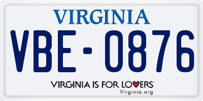 VA license plate VBE0876