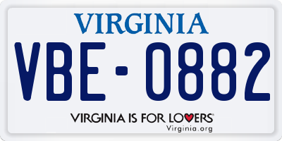 VA license plate VBE0882