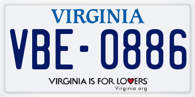 VA license plate VBE0886