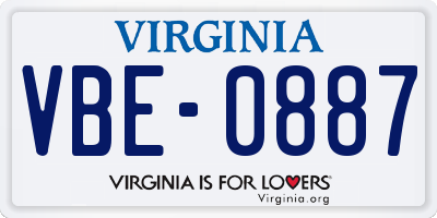 VA license plate VBE0887