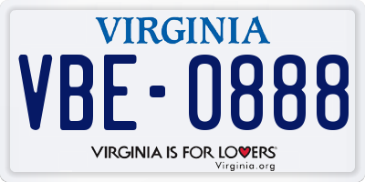 VA license plate VBE0888