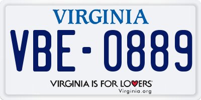 VA license plate VBE0889