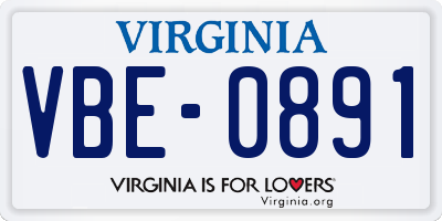 VA license plate VBE0891