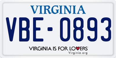 VA license plate VBE0893