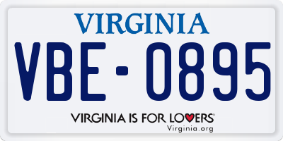 VA license plate VBE0895