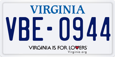 VA license plate VBE0944