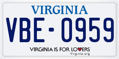 VA license plate VBE0959