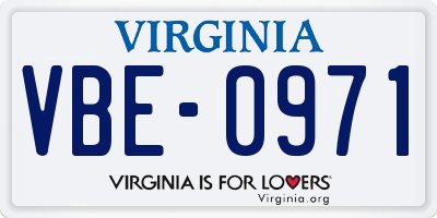 VA license plate VBE0971