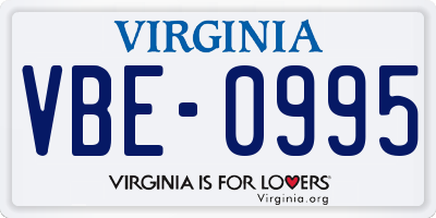 VA license plate VBE0995