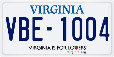 VA license plate VBE1004