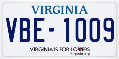 VA license plate VBE1009