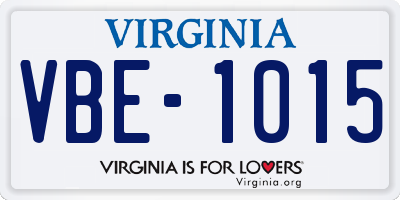 VA license plate VBE1015