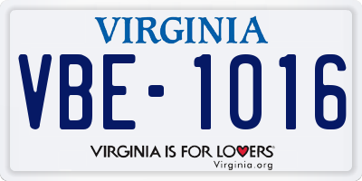 VA license plate VBE1016