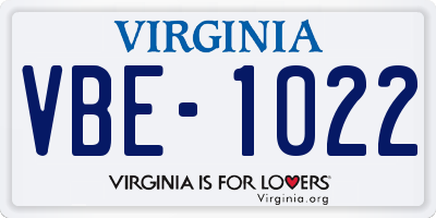 VA license plate VBE1022