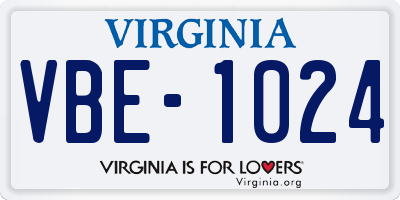 VA license plate VBE1024