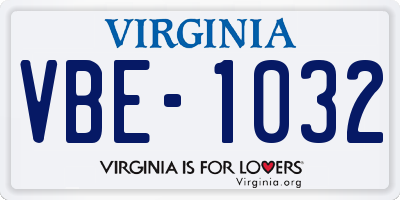 VA license plate VBE1032
