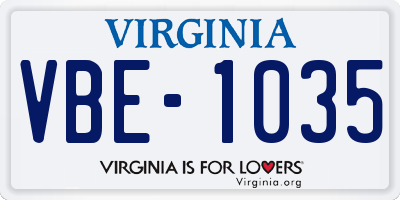 VA license plate VBE1035