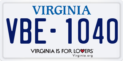 VA license plate VBE1040