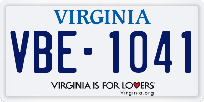 VA license plate VBE1041