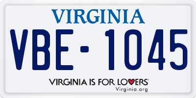 VA license plate VBE1045
