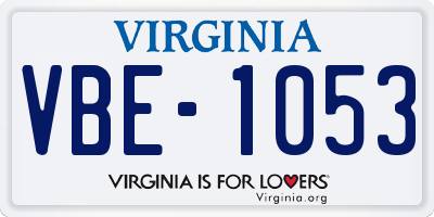 VA license plate VBE1053