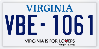 VA license plate VBE1061