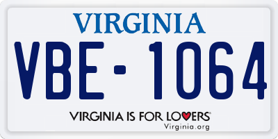 VA license plate VBE1064
