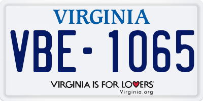 VA license plate VBE1065