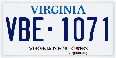 VA license plate VBE1071