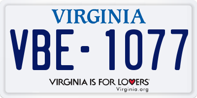 VA license plate VBE1077