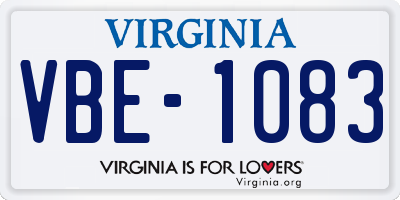 VA license plate VBE1083
