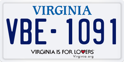 VA license plate VBE1091